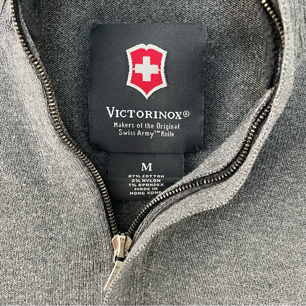 Victorinox Half Zip Grey Cotton Sweater Men’s Medium
